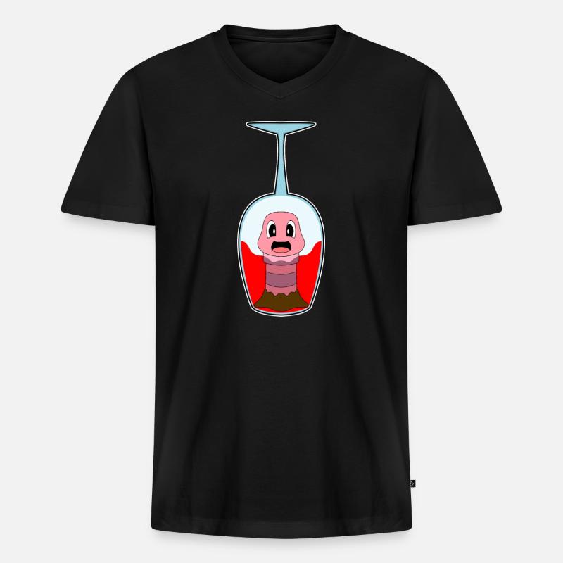 Wurm Rotwein - Männer Premium Bio T-Shirt mit V-Ausschnitt - Schwarz