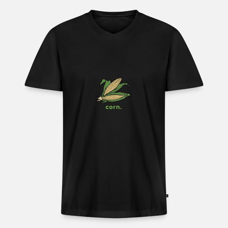 Mais | Gemüse - Männer Premium Bio T-Shirt mit V-Ausschnitt - Schwarz