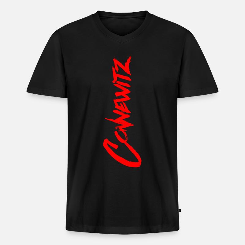 CONNEWITZ Leipzig - Männer Premium Bio T-Shirt mit V-Ausschnitt - Schwarz
