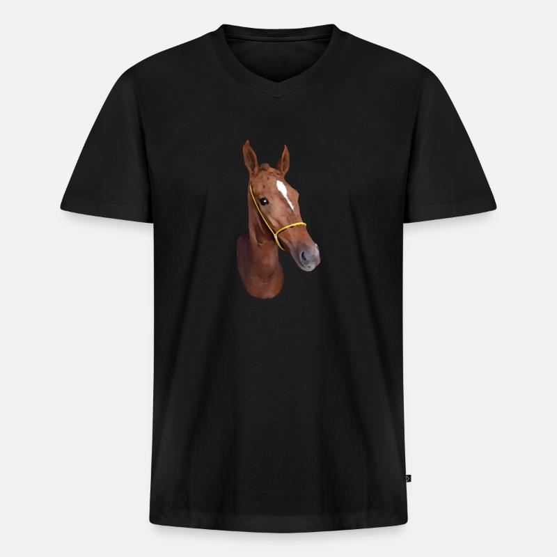 Stilisierter Pferdekopf - Männer Premium Bio T-Shirt mit V-Ausschnitt - Schwarz