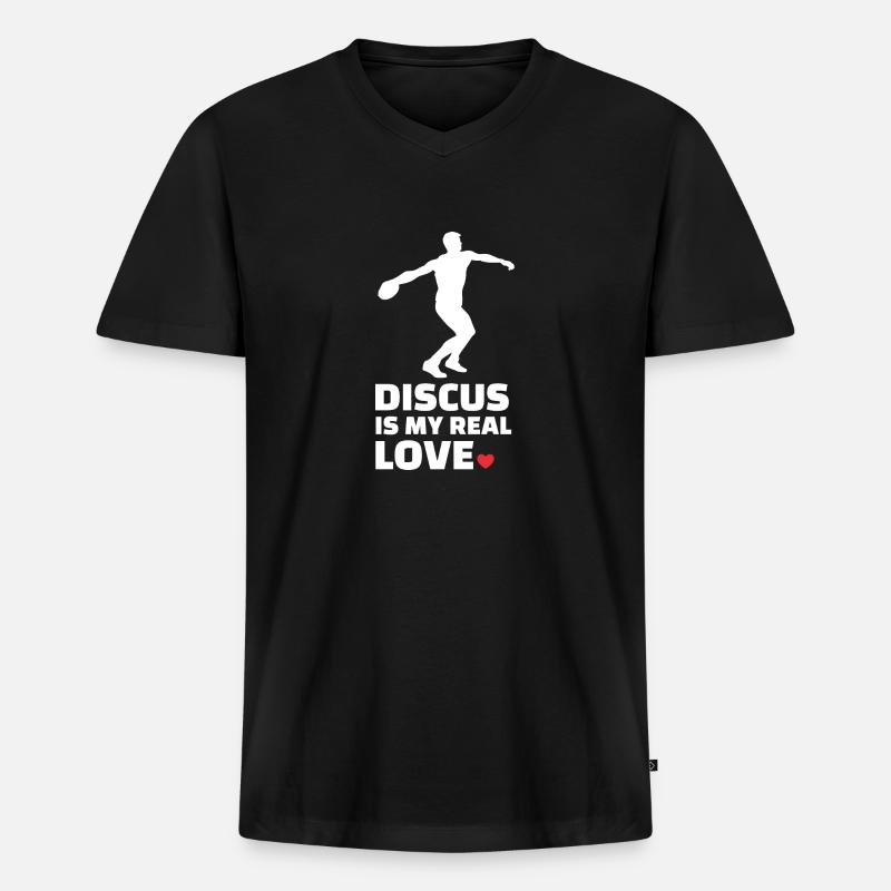 Diskus - Männer Premium Bio T-Shirt mit V-Ausschnitt - Schwarz