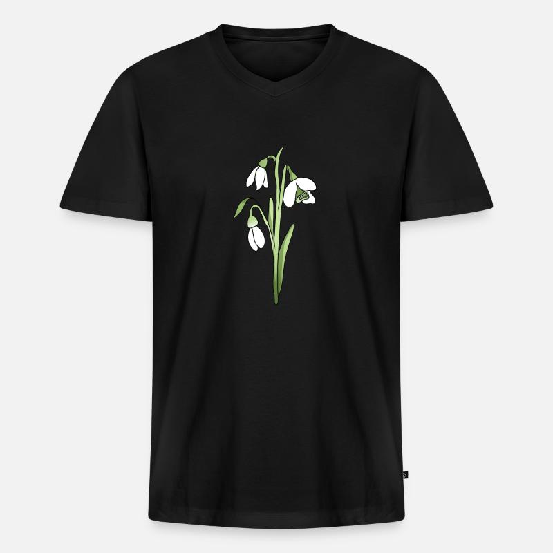 Schneeglöckchen - Männer Premium Bio T-Shirt mit V-Ausschnitt - Schwarz