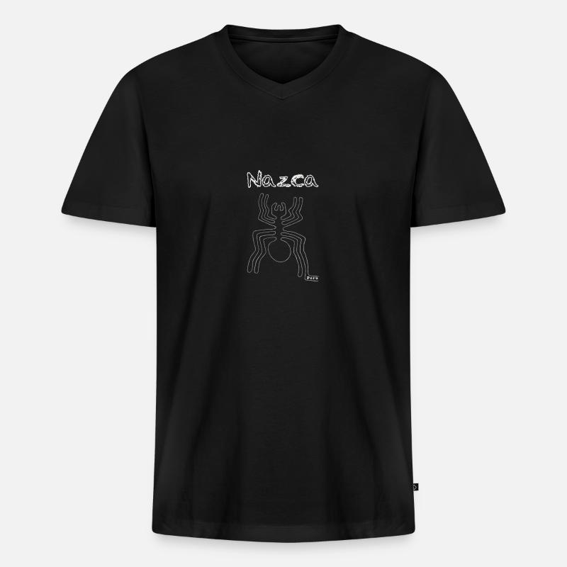 Nazca Spider - Männer Premium Bio T-Shirt mit V-Ausschnitt - Schwarz