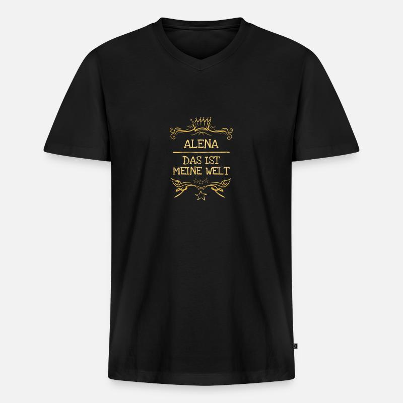 Alena als Mädchenname - Männer Premium Bio T-Shirt mit V-Ausschnitt - Schwarz