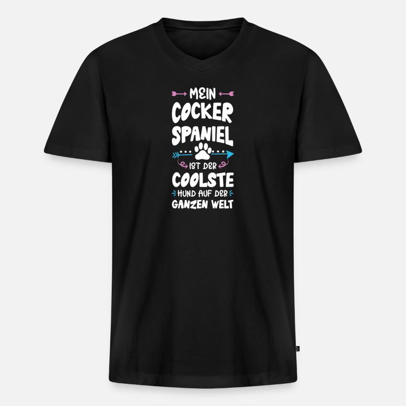 cocker spaniel hund spruch - Männer Premium Bio T-Shirt mit V-Ausschnitt - Schwarz