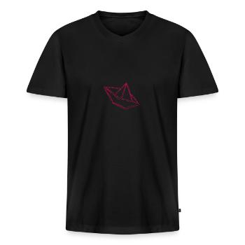 Papierboot pink - Männer Premium Bio T-Shirt mit V-Ausschnitt - Schwarz - Vorne - Nico (187cm)