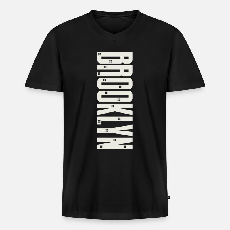 Brooklyn - Männer Premium Bio T-Shirt mit V-Ausschnitt - Schwarz