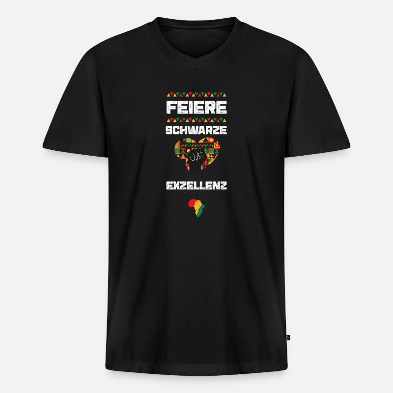 Feiere schwarze Exzellenz - Männer Premium Bio T-Shirt mit V-Ausschnitt - Schwarz