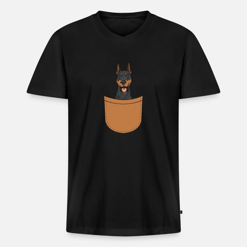 Dobermann Pinscher Hund Dobie - Männer Premium Bio T-Shirt mit V-Ausschnitt - Schwarz