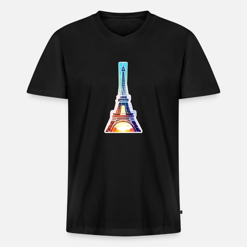 Eiffelturm #13 - Männer Premium Bio T-Shirt mit V-Ausschnitt - Schwarz