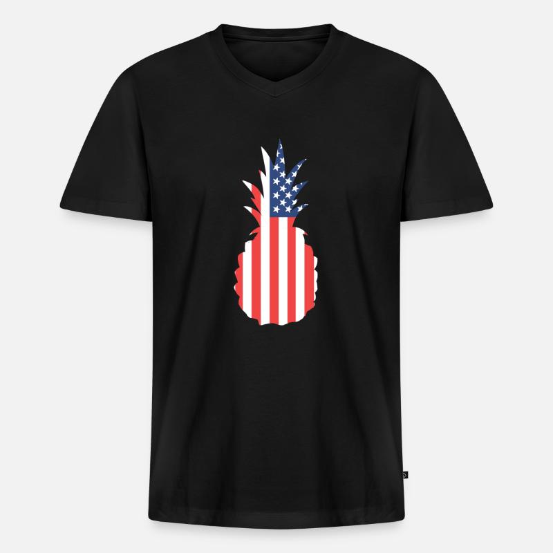 Ananas - Männer Premium Bio T-Shirt mit V-Ausschnitt - Schwarz