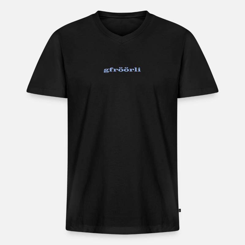 gfröörli - Männer Premium Bio T-Shirt mit V-Ausschnitt - Schwarz