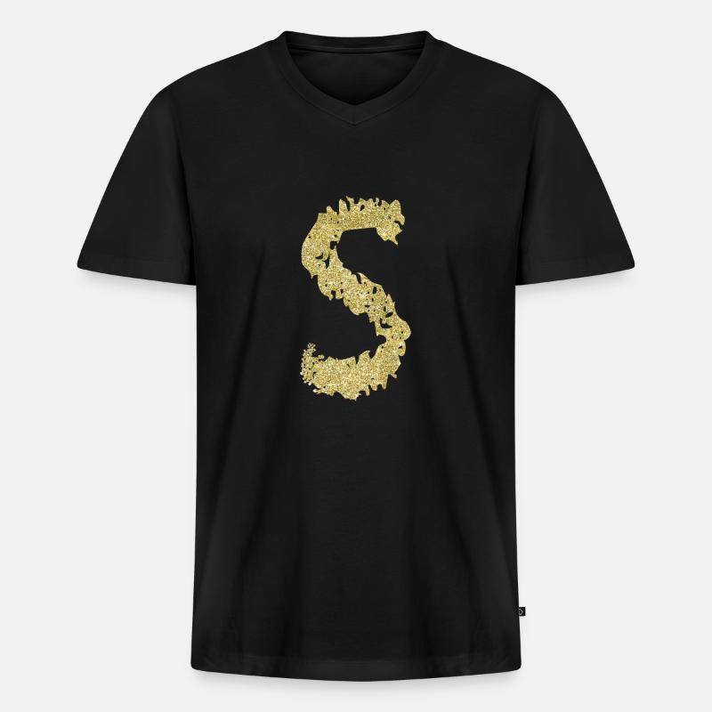 Buchstabe S Geschenk Name 2 - Männer Premium Bio T-Shirt mit V-Ausschnitt - Schwarz