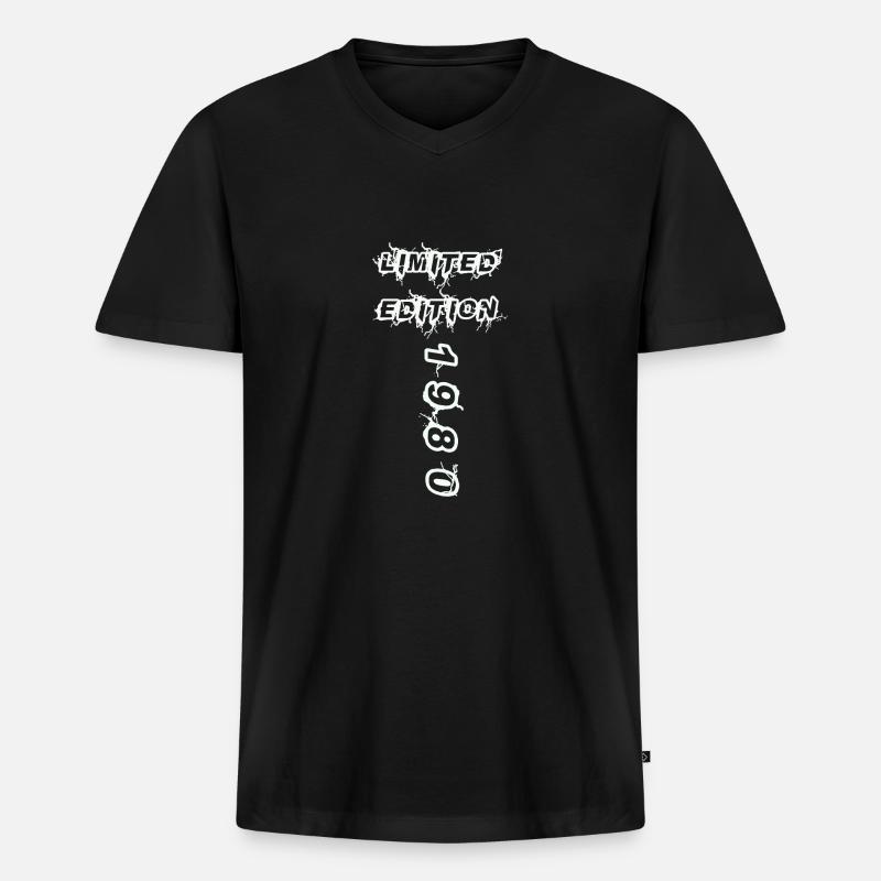 1980 - Männer Premium Bio T-Shirt mit V-Ausschnitt - Schwarz