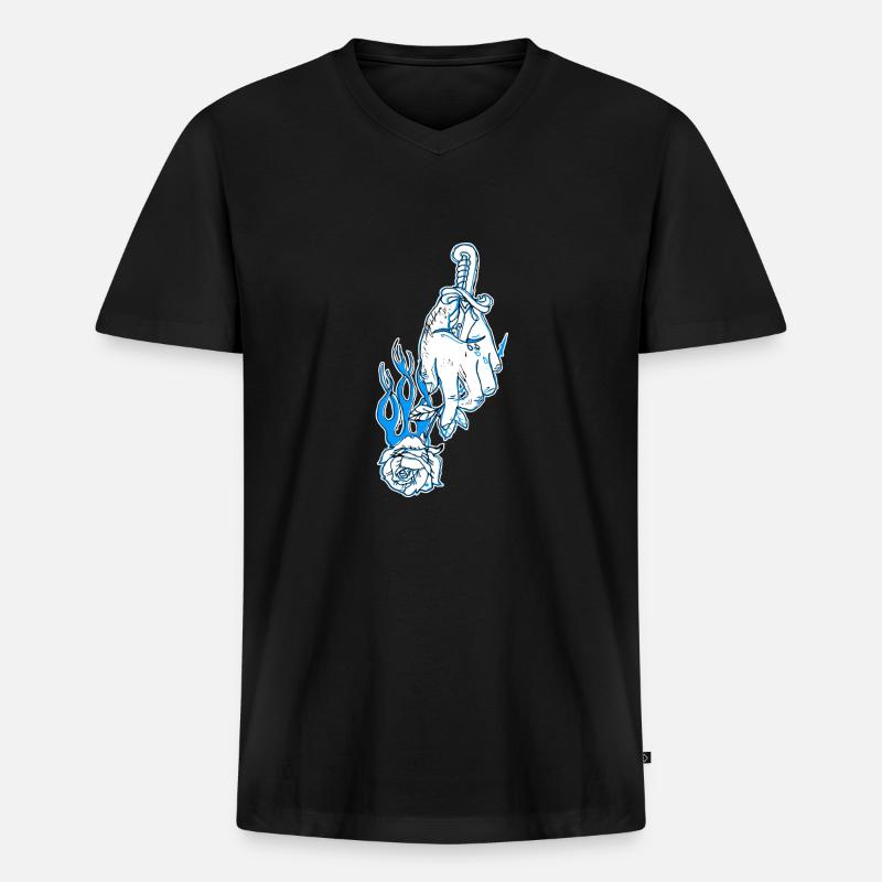 Aidan Rose Design - Männer Premium Bio T-Shirt mit V-Ausschnitt - Schwarz
