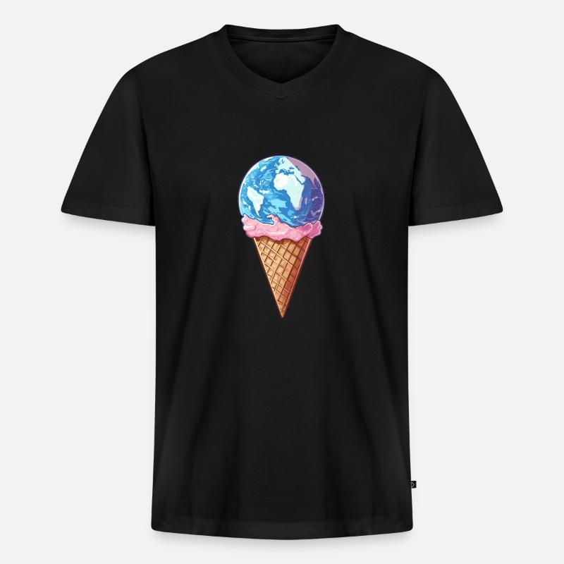 Eis-Planet Erde - Männer Premium Bio T-Shirt mit V-Ausschnitt - Schwarz