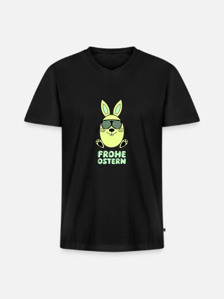 frohe ostern hase - Männer Premium Bio T-Shirt mit V-Ausschnitt - Schwarz