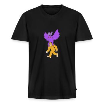 Papillon de nuit - T-shirt encolure en V Premium bio Homme - noir - Devant - Nico (187cm)