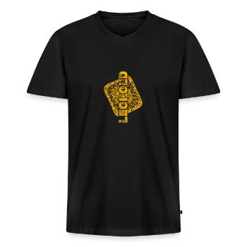 Warp für Leopold Sternenstaub Enterprise - Männer Premium Bio T-Shirt mit V-Ausschnitt - Schwarz - Vorne - Nico (187cm)