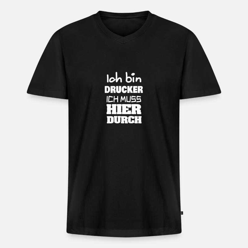 Beruf Drucker - Männer Premium Bio T-Shirt mit V-Ausschnitt - Schwarz