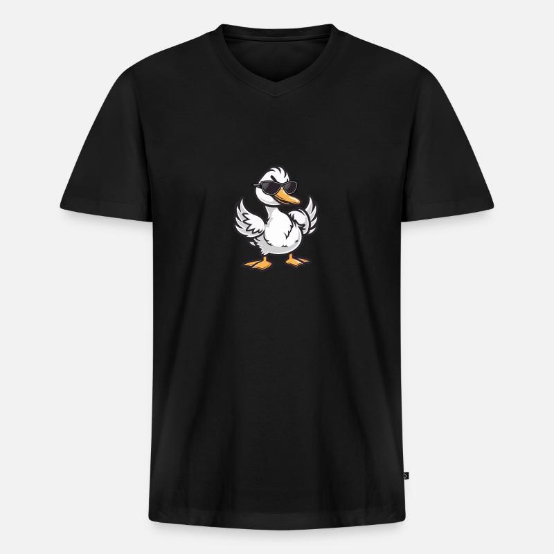 Gans Cool Tier - Männer Premium Bio T-Shirt mit V-Ausschnitt - Schwarz
