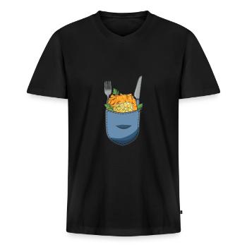 Schnitzel dans votre poche - T-shirt encolure en V Premium bio Homme - noir - Devant - Nico (187cm)