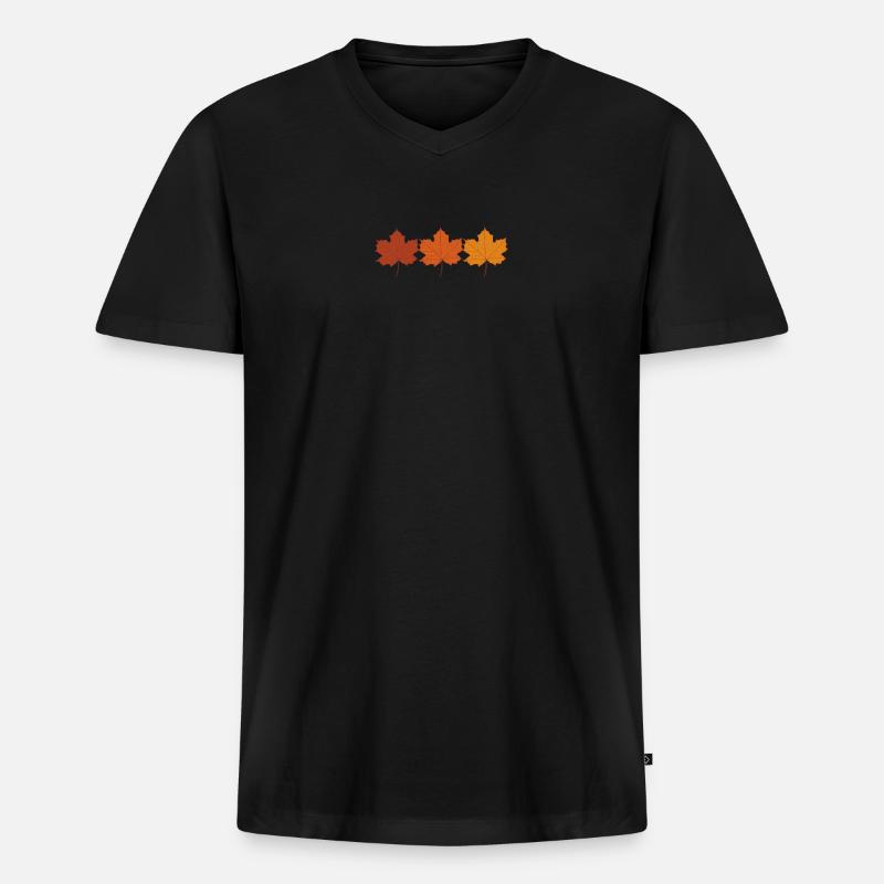 Herbst - Männer Premium Bio T-Shirt mit V-Ausschnitt - Schwarz
