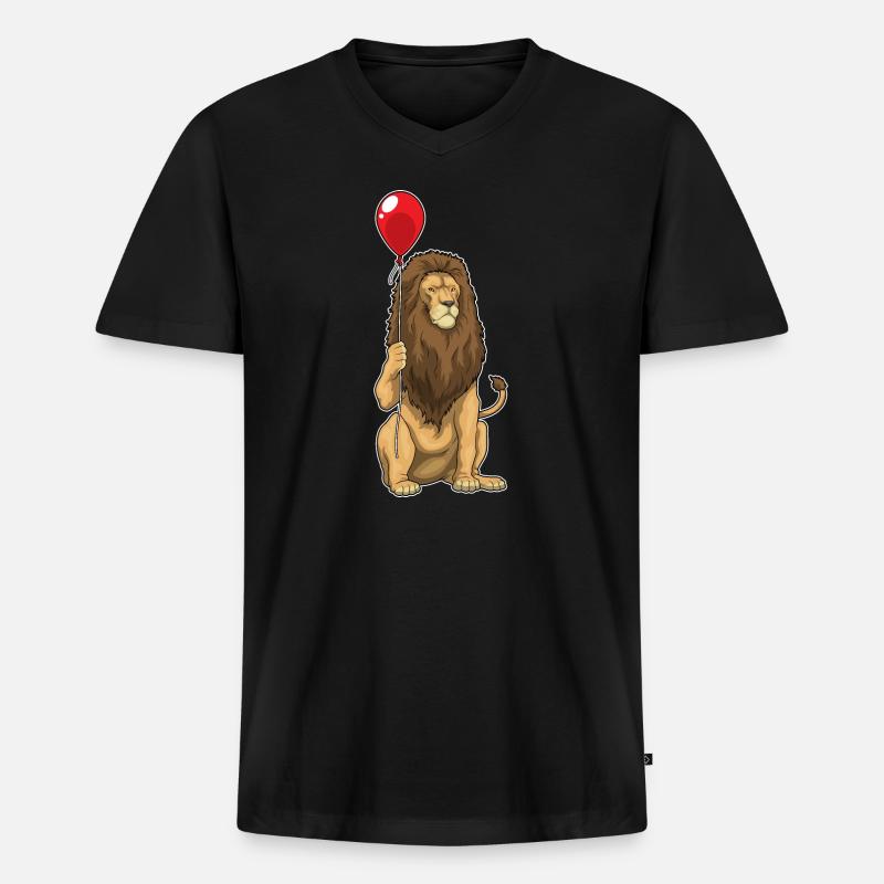 Löwe Luftballon - Männer Premium Bio T-Shirt mit V-Ausschnitt - Schwarz