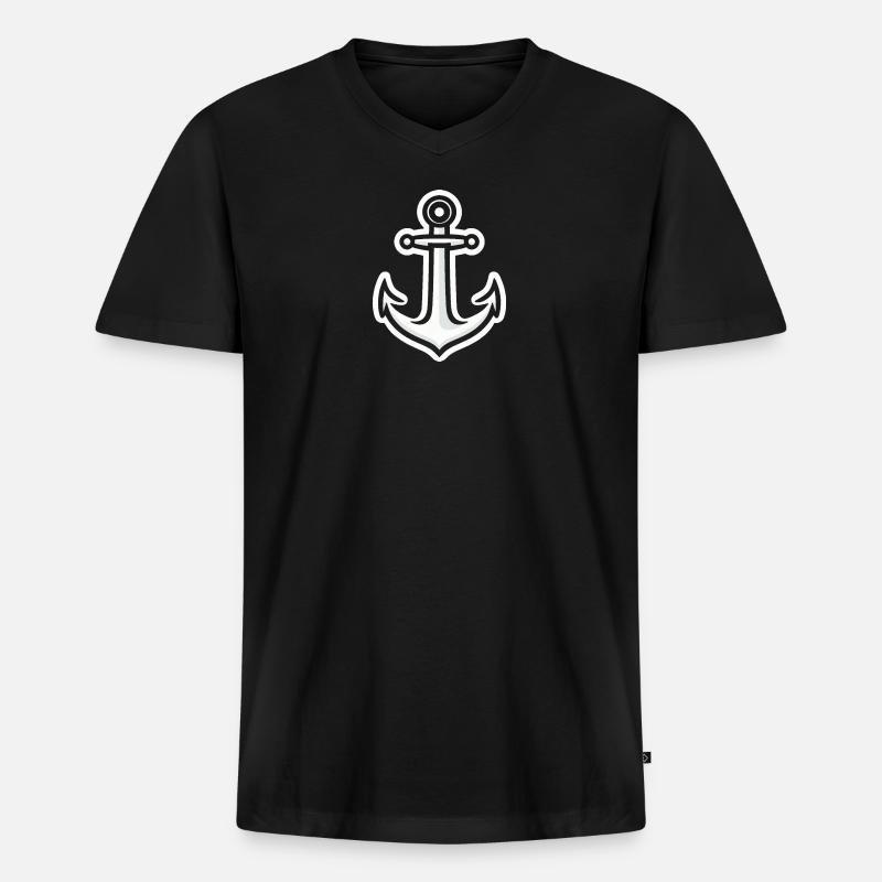 Anker Sticker einfach - Männer Premium Bio T-Shirt mit V-Ausschnitt - Schwarz