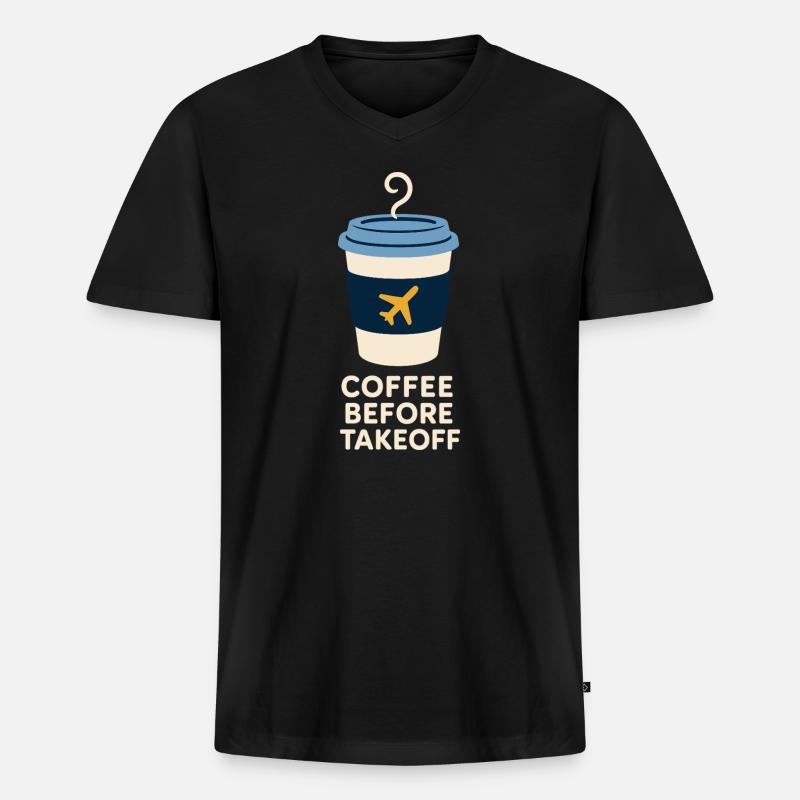 Flugbegleiter Kabinencrew Leben Luftfahrt - Männer Premium Bio T-Shirt mit V-Ausschnitt - Schwarz