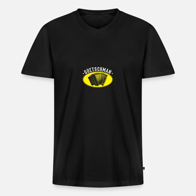 Quetschman, Steirische Harmonika Quetschn - Männer Premium Bio T-Shirt mit V-Ausschnitt - Schwarz