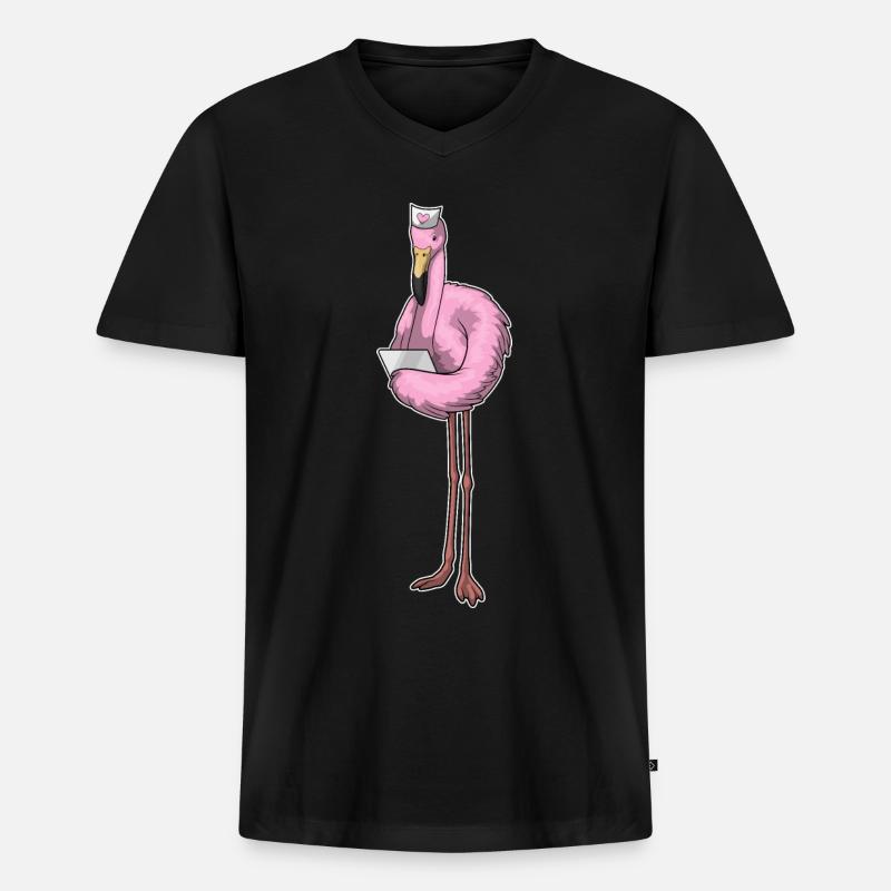 Flamingo Krankenschwester Notiz - Männer Premium Bio T-Shirt mit V-Ausschnitt - Schwarz