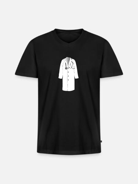 Læge Kittel - Premium økologisk T-shirt med V-hals til mænd - sort