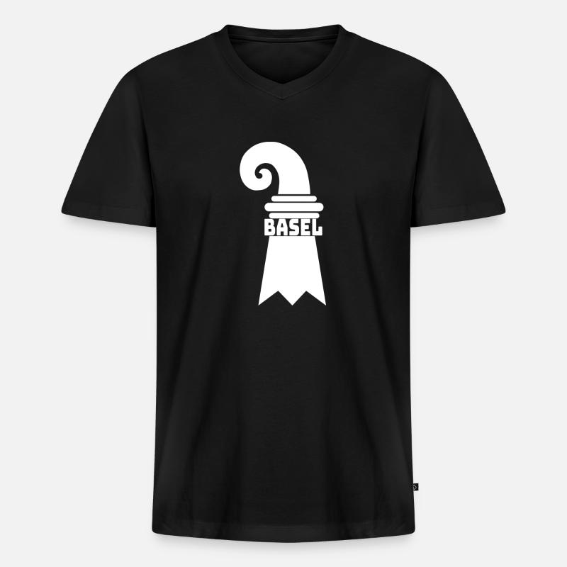 Baslerstab - Männer Premium Bio T-Shirt mit V-Ausschnitt - Schwarz