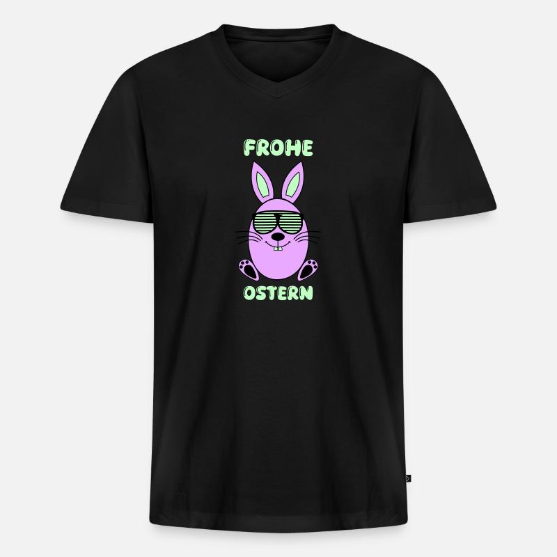 frohe ostern hase - Männer Premium Bio T-Shirt mit V-Ausschnitt - Schwarz