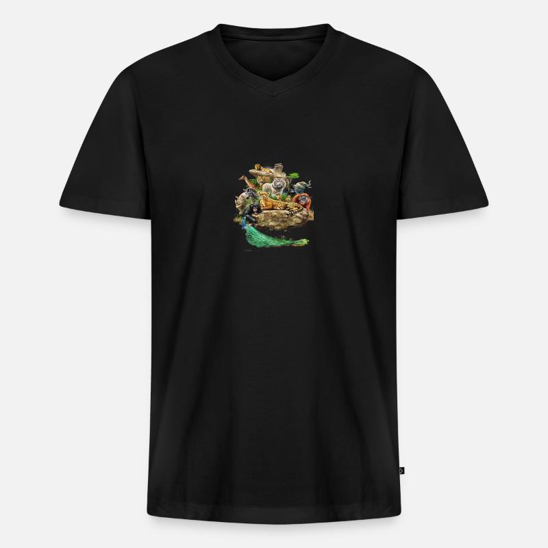 Die wunderschöne Tierwelt - Männer Premium Bio T-Shirt mit V-Ausschnitt - Schwarz