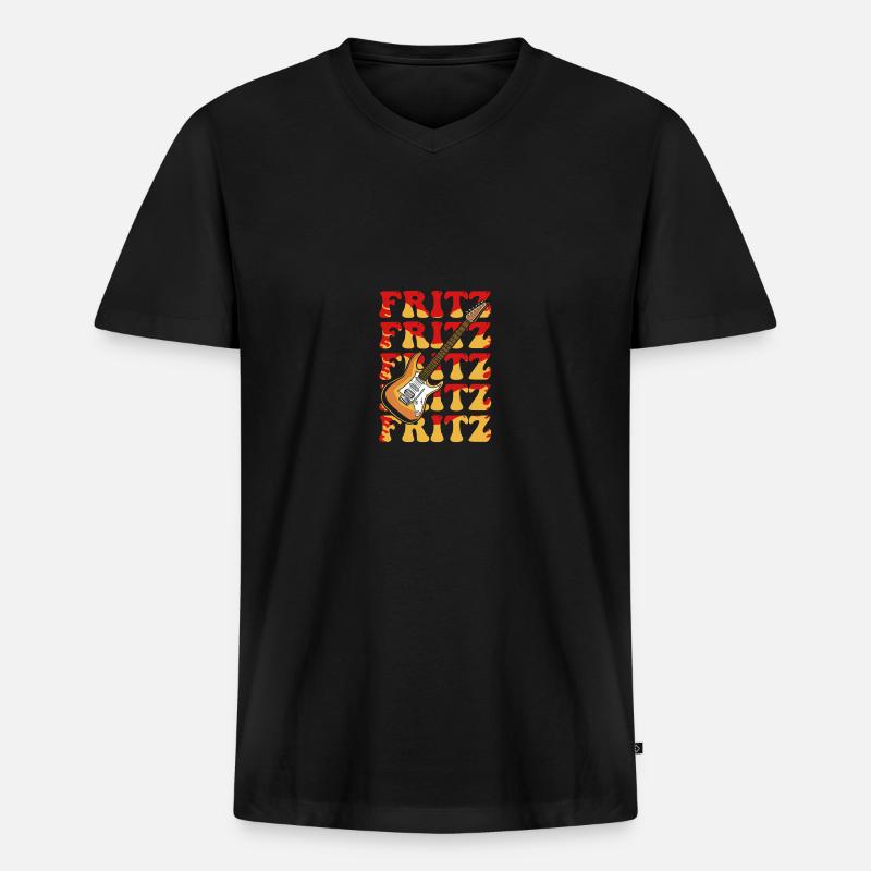Fritz - Männer Premium Bio T-Shirt mit V-Ausschnitt - Schwarz