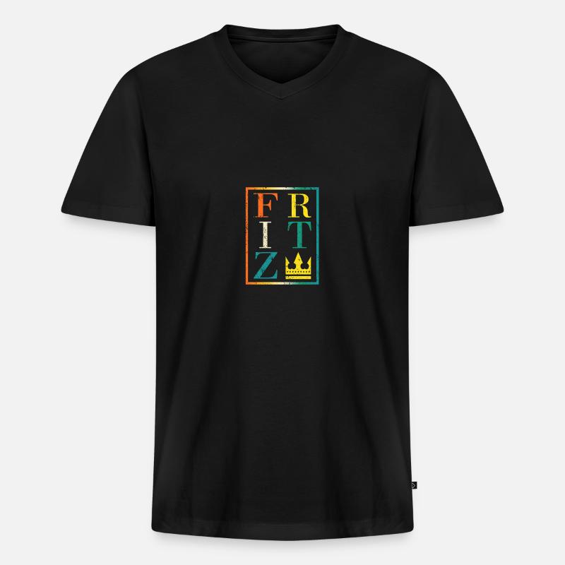 Fritz - Männer Premium Bio T-Shirt mit V-Ausschnitt - Schwarz