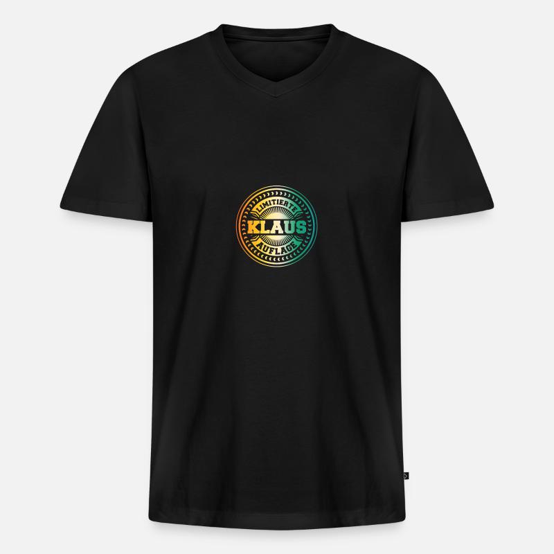 Klaus - Männer Premium Bio T-Shirt mit V-Ausschnitt - Schwarz