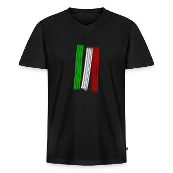 Drapeau national italien de couleurs drapeau créatif - T-shirt encolure en V Premium bio Homme - noir - Devant - Nico (187cm)