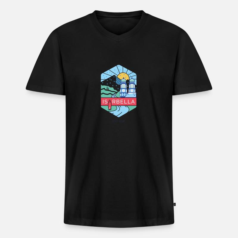 Isarbella im Winter - Männer Premium Bio T-Shirt mit V-Ausschnitt - Schwarz