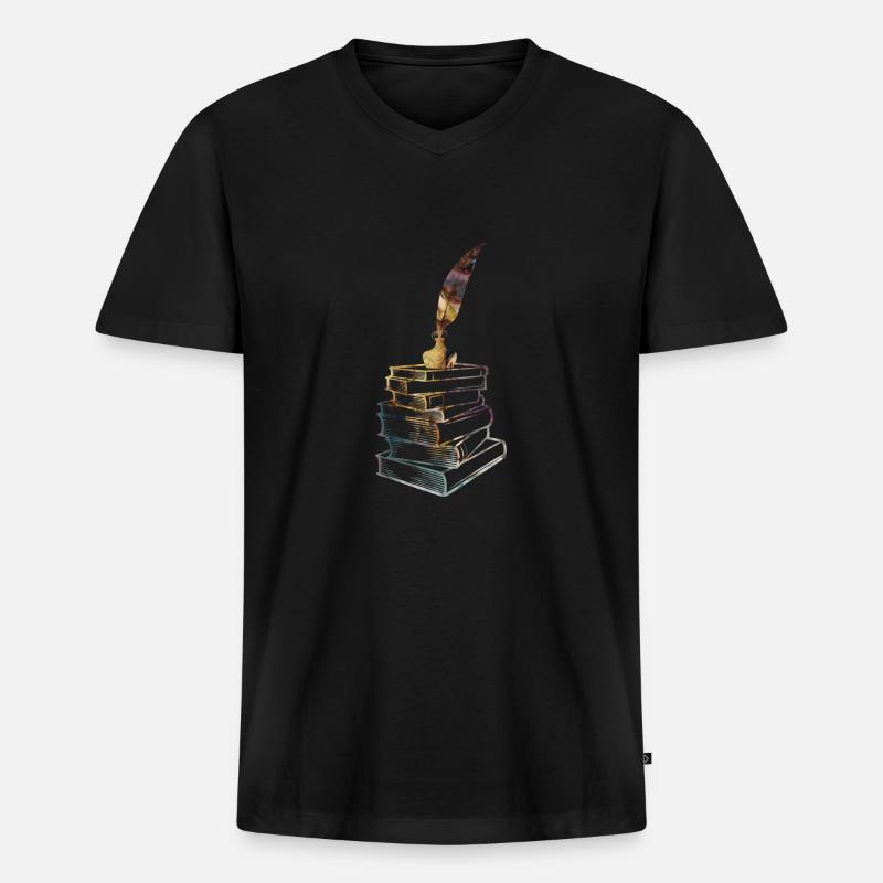 Buch, Bücher - Männer Premium Bio T-Shirt mit V-Ausschnitt - Schwarz