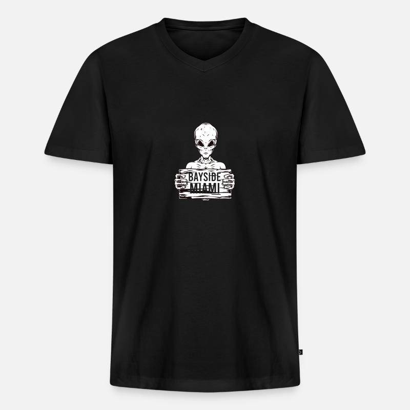 Bayside Miami Shadow Alien - Männer Premium Bio T-Shirt mit V-Ausschnitt - Schwarz