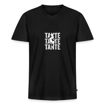 Fußballspieler Tante Fußball - Männer Premium Bio T-Shirt mit V-Ausschnitt - Schwarz - Vorne - Nico (187cm)