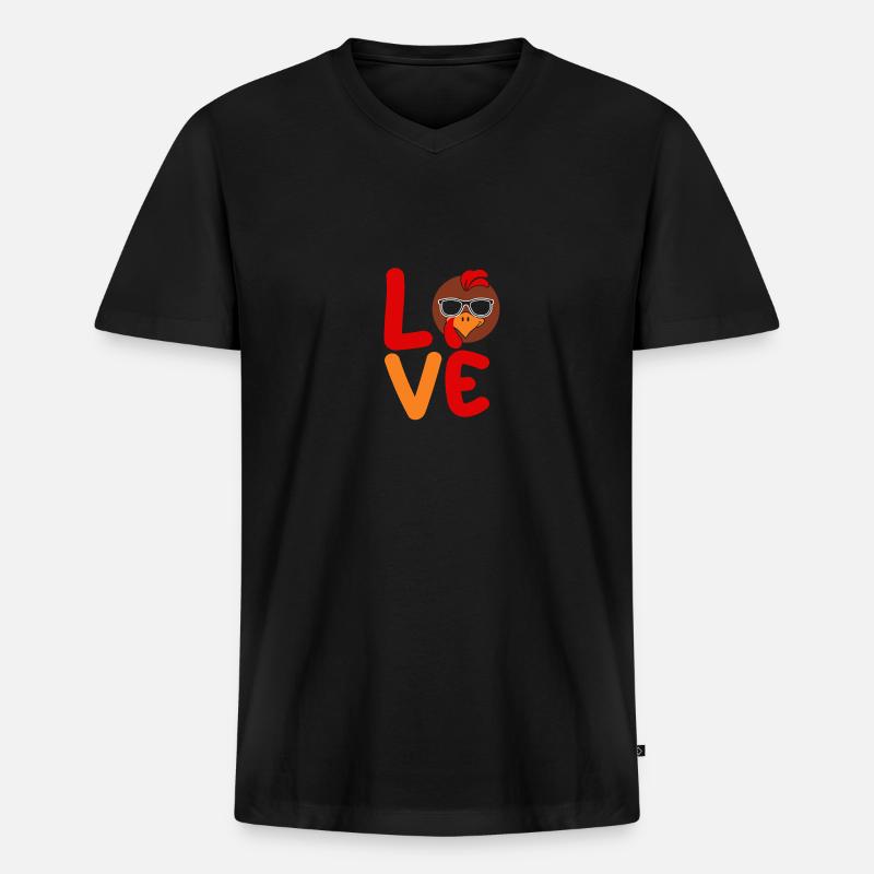 Truthahn - Männer Premium Bio T-Shirt mit V-Ausschnitt - Schwarz