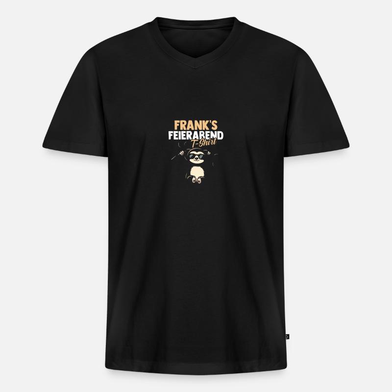 Faultier Frank - Männer Premium Bio T-Shirt mit V-Ausschnitt - Schwarz