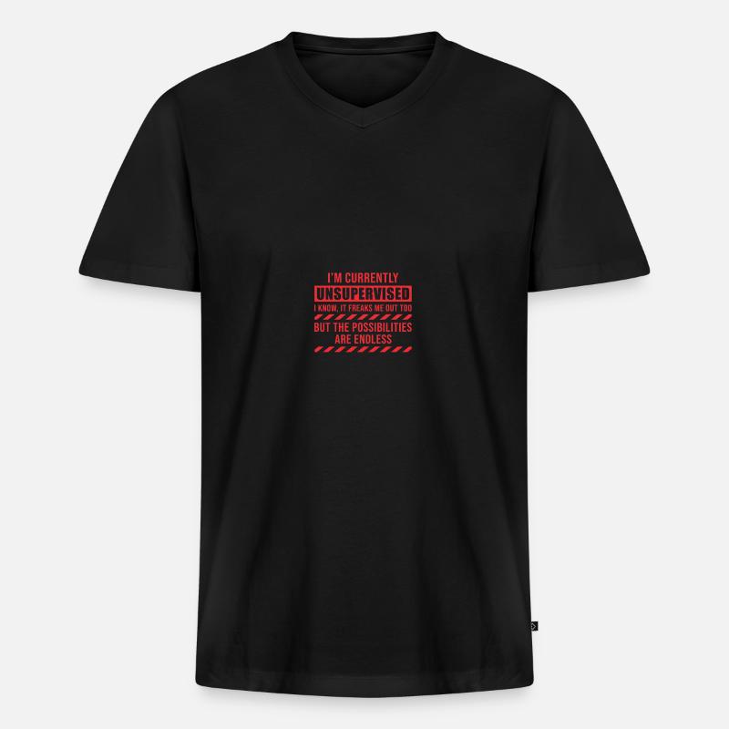 I Am Currently Unsupervised - Männer Premium Bio T-Shirt mit V-Ausschnitt - Schwarz