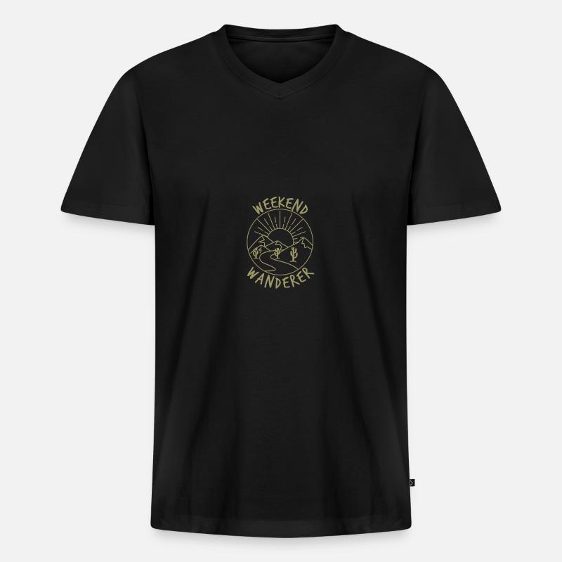 Weekend Wanderer - Männer Premium Bio T-Shirt mit V-Ausschnitt - Schwarz