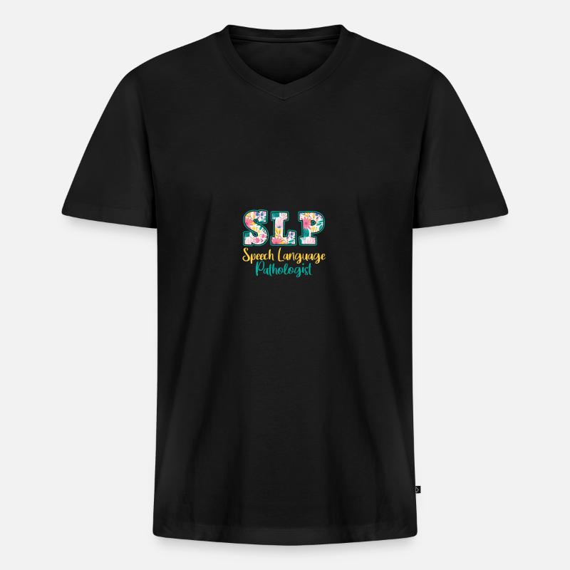 SLP Speech Language Pathologist - Männer Premium Bio T-Shirt mit V-Ausschnitt - Schwarz