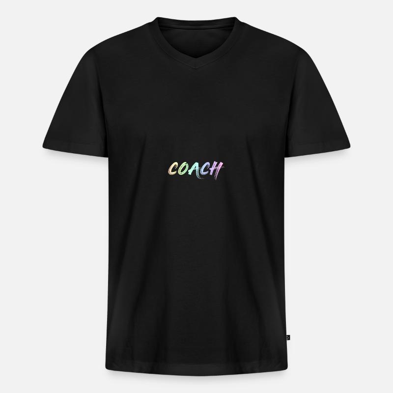 COACH TRAINER - Männer Premium Bio T-Shirt mit V-Ausschnitt - Schwarz
